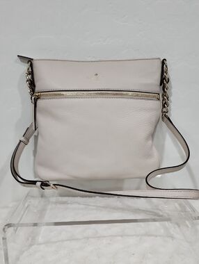 kate spade Cream Leather Crossbody with Gold Chain Trim